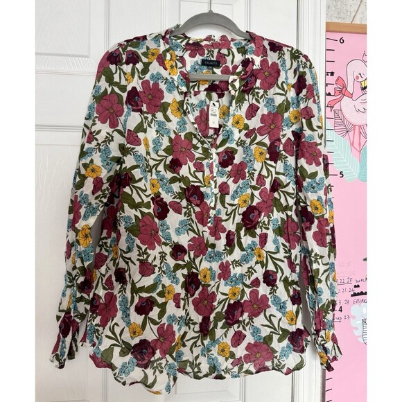 NWT Talbots XL Women’s Shirt Button Up Multicolor Long Sleeve Cotton - Picture 1 of 9